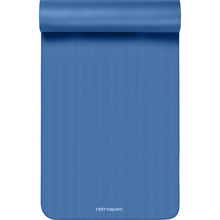 Load image into Gallery viewer, Retrospec Solana Yoga Mat 1" Thick w/Nylon Strap for Men &amp; Women - Non Slip Exercise Mat for Home Yoga, Pilates, Stretching, Floor &amp; Fitness Workouts - Denim Blue
