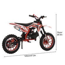 Load image into Gallery viewer, 49cc Kids Dirt Bike - 2-Stroke Mini Motorcycle with Disc Brakes, Shock Absorption, Soft Seat Cushion and Off-Road Tires
