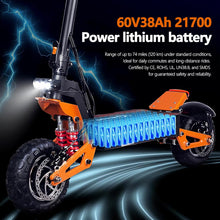 Load image into Gallery viewer, Electric Scooter with Seat for Adults, 6000w Dual Motor Electric Scooter with 74 Miles Range Battery Up to 52 Mph, Folding 11&quot; Off Road Tires
