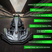 Load image into Gallery viewer, Electric Go Kart, PRO Go Karts for Adults Build in 1500W*2 AC Brushless Motor with 54V8A Removable Lithium Battery and Handbrake
