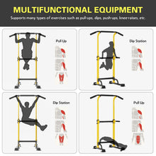 Load image into Gallery viewer, soges Power Tower Pull Up Bar Station, Free Standing Pull Up Rack Dip Station for Home Gym- Yellow
