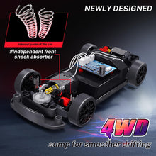 Load image into Gallery viewer, RC Drift Car, 1:24 Remote Control Car for Kids, 20KM/H 4WD High Speed RC Cars with LED Lights, Two Batteries, Extra Drifting Tires

