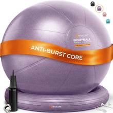 Load image into Gallery viewer, MANTRA SPORTS Yoga Ball Chair - Stability Ball and Exercise with Base for Office Desk Sitting-Purple
