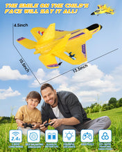 Load image into Gallery viewer, Rechargeable Batteries Easy to Fly RC airplane Toy for Kids Boys Adults Beginners (Yellow)
