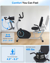 Load image into Gallery viewer, Recumbent Exercise Bike for Seniors - 400LB Weight Capacity Recumbent Bikes -Blue
