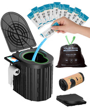 Load image into Gallery viewer, Portable Toilet with Urine Gel &amp; Leak-Proof Bags – Odorless Camping Toilet for Adults &amp; Kids, Outdoor Travel Potty with Ergonomic Design
