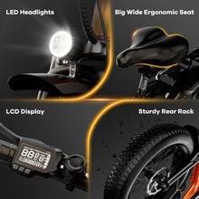 Load image into Gallery viewer, 1000W Folding Electric Bike, 48V 20.8AH Large Removable Battery E-Bike, 30+MPH, 80 Miles Max Range, 20&quot; Tire E-Bikes For Women/Men
