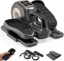 Load image into Gallery viewer, HARISON Under Desk Elliptical Machine with Multi-Functional LCD Display, Ellipse Leg Exerciser for Seniors with 12-Level Adjustable Speed and Resistance Bands
