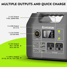 Load image into Gallery viewer, EnginStar Solar Generator, 300W Portable Power Station, 296Wh Lithium Battery Backup w/Two 110V Pure Sine Wave AC Outlet for Camping Road Trip RV, 80000mAh Sufficient Power Supply for Blackout
