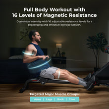 Load image into Gallery viewer, Sunny Health &amp; Fitness Smart Silent Magnetic Rowing Machine with Dual Slide Rail
