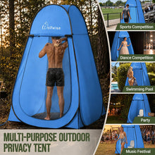 Load image into Gallery viewer, Wolfwise Pop Up Shower Tent for Camping Essentials, Portable Instant Changing Tent with Ventilation Window &amp; Carry Bag, Privacy Dressing Room Bathroom Toilet for Beach &amp; Outdoor, Spacious, Blue
