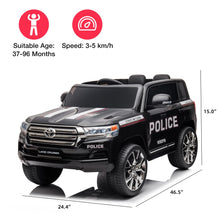 Load image into Gallery viewer, Electric Kids Ride on Police Car SUV, 2 Seater Truck 12V Licensed Toyota Land Cruiser with Remote Control, Black
