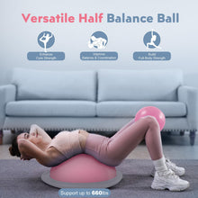 Load image into Gallery viewer, kisnbld Half Balance Ball Trainer, Inflatable 19/23 Inch Half Exercise Ball with Resistance Bands -Pink
