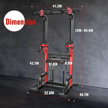 Load image into Gallery viewer, Power Tower Dip Station Pull Up Bar for Fitness Home Gym Workout,450 Pounds Multi-Function Adjustable Height Fitness Strength Training Exercise Equipment

