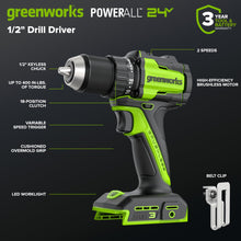 Load image into Gallery viewer, GREENWORKS 24V (5-TOOL) Combo (Drill + Impact Driver + Circular Saw + Multi-Tool + Flashlight), 4.0Ah + 2.0Ah (24,000mAh Power Bank) Batteries, (2) Cables, 65W Rapid Charger

