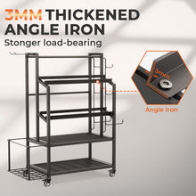 Load image into Gallery viewer, skypelia 4-Tier Dumbbell Rack Stand Only, 600LBS Adjustable Weight Rack for Dumbbells, Home Gym Storage Rack for Yoga Mat Kettlebells, Workout Equipment Storage Organizer with Wheels and Hooks
