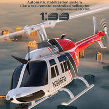 Load image into Gallery viewer, Remote Control Helicopter, 1:33 Scale Bell206 Helicopter 2.4G 4CH RTF Single Propeller Aileron Free, Six-axis Gyroscope for Adults 2 Batteries
