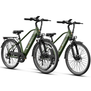 Jasion Roamer Electric Bike for Adults,1200W Peak Motor,28 mph Max Speed,528WH Removable Battery Ebike, Green