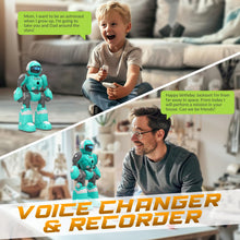 Load image into Gallery viewer, Robot Toys for Kids, Programmable Remote Control Robot with Magic Record Voice Function (Blue)
