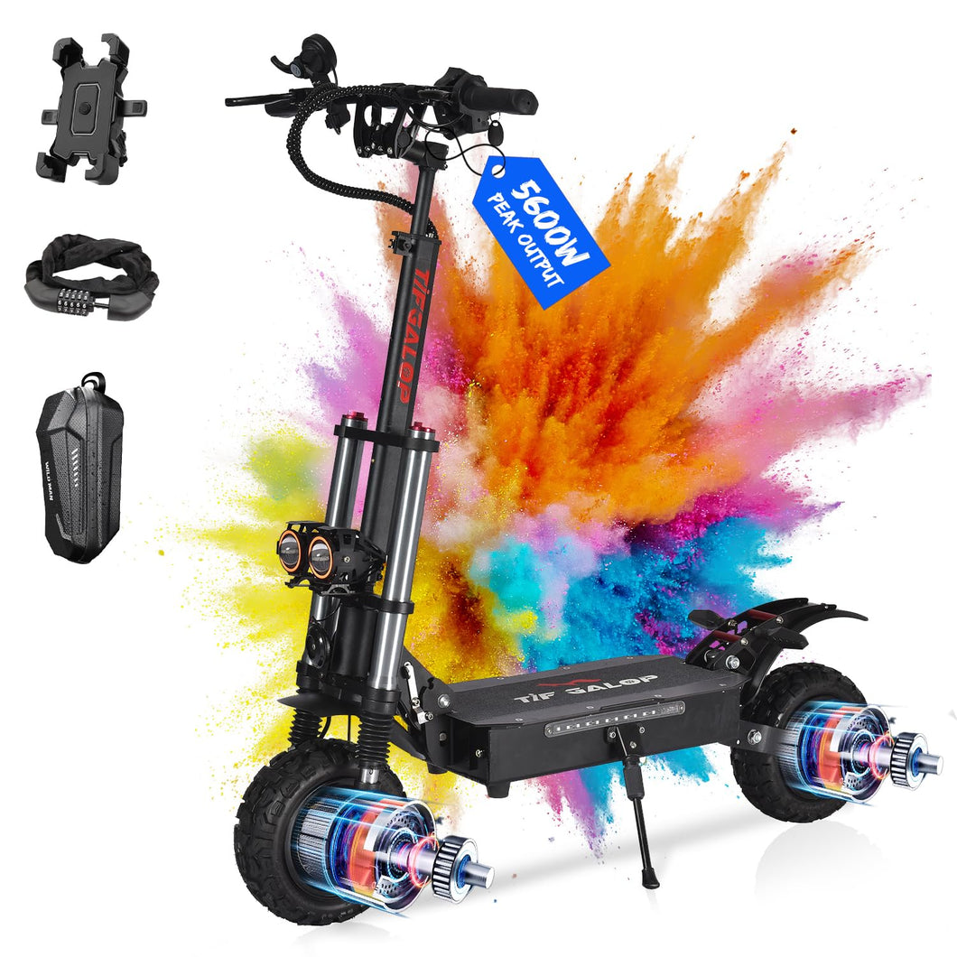 Electric Scooter, 5600W Dual Motor Max Speed 50MPH, 60V33AH Lithium Battery 60Miles Range, 11