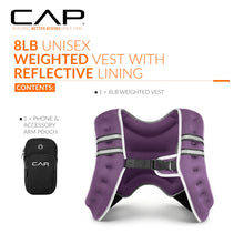 Load image into Gallery viewer, CAP Weighted Vest for Women &amp; Men 8lb – Reflective Fitness Vest for Walking, Running, Cardio, Rucking, &amp; Strength Training, Purple
