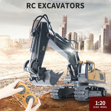Load image into Gallery viewer, RC Excavator, 1:20 Scale Remote Control Excavator, 2.4GHz 11 Channel RC Construction Truck, Engineering Vehicles Educational Toys
