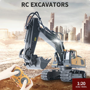 RC Excavator, 1:20 Scale Remote Control Excavator, 2.4GHz 11 Channel RC Construction Truck, Engineering Vehicles Educational Toys