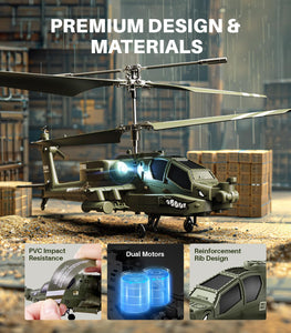 RC Helicopters, S51H Remote Control Helicopter 2.4GHz Military Army Toys for Boys Girls Kids with Altitude Hold