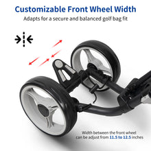 Load image into Gallery viewer, Caddytek Explorer V8 Golf Push Cart - Superlite 4 Wheel Aluminum Foldable Cart with Adjustable Front Wheel Width, Foot Brake, Cooler Basket, Umbrella Holder, Drink Holder, Scorecard Console
