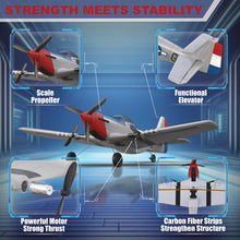 Load image into Gallery viewer, RC Plane for Beginners, P51 Remote Control Airplane for Adults, 2.4GHz 3 Channel Fighter Featuring 6 Axis Gyro Stabilizer Comes with 2 Batteries, Easy to Fly
