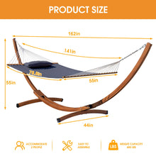 Load image into Gallery viewer, Lazy Daze Double Quilted Hammock with 13 ft Curved Steel Wood Grain Stand
