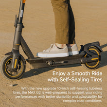 Load image into Gallery viewer, MAX G2 Electric KickScooter, Power by 1000W Motor, Up to 43 Miles Range and 22MPH, w/t 10-inch Tires , Dual Brakes &amp; Suspension
