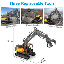 Load image into Gallery viewer, Remote Control Excavator 1/16 Scale 3 in 1 RC Excavator Shovel Loader Digger Toy with 2 Tools,17 Channel Full Functional
