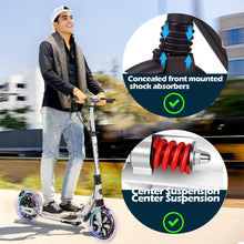 Load image into Gallery viewer, Commuter Adult Scooter 300 lbs Capacity, Big Wheels Scooters, Bearing ABEC 9, 15 lbs (Black)
