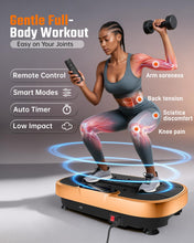Load image into Gallery viewer, Vibration Plate Exercise Machine for Weight Loss and Lymphatic Drainage - 330lb Vibrating Platform for Home Gym Workout, Full Body Shaker Pilates Equipment with 2 Bands for Women and Men - Gold
