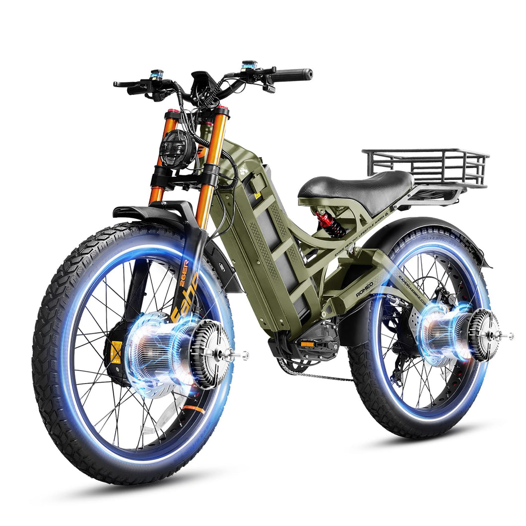 Pro Ⅱ(2025 Version) 4000W Peak Electric Bike for Adults, 52V 70Ah Battery up to 200Miles,46Mph Dual Motors Ebike,26