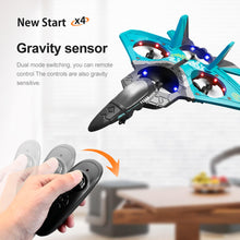 Load image into Gallery viewer, V17 Jet Fighter Stunt RC Airplane,V17 Remote Control Plane 2.4Ghz Foam RC Airplanes Helicopter quadcopter (Blue+2pcs Battery)
