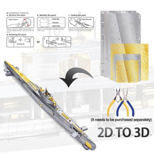 3D Metal Puzzles for Adults, Military Submarine Metal Model Building Kits