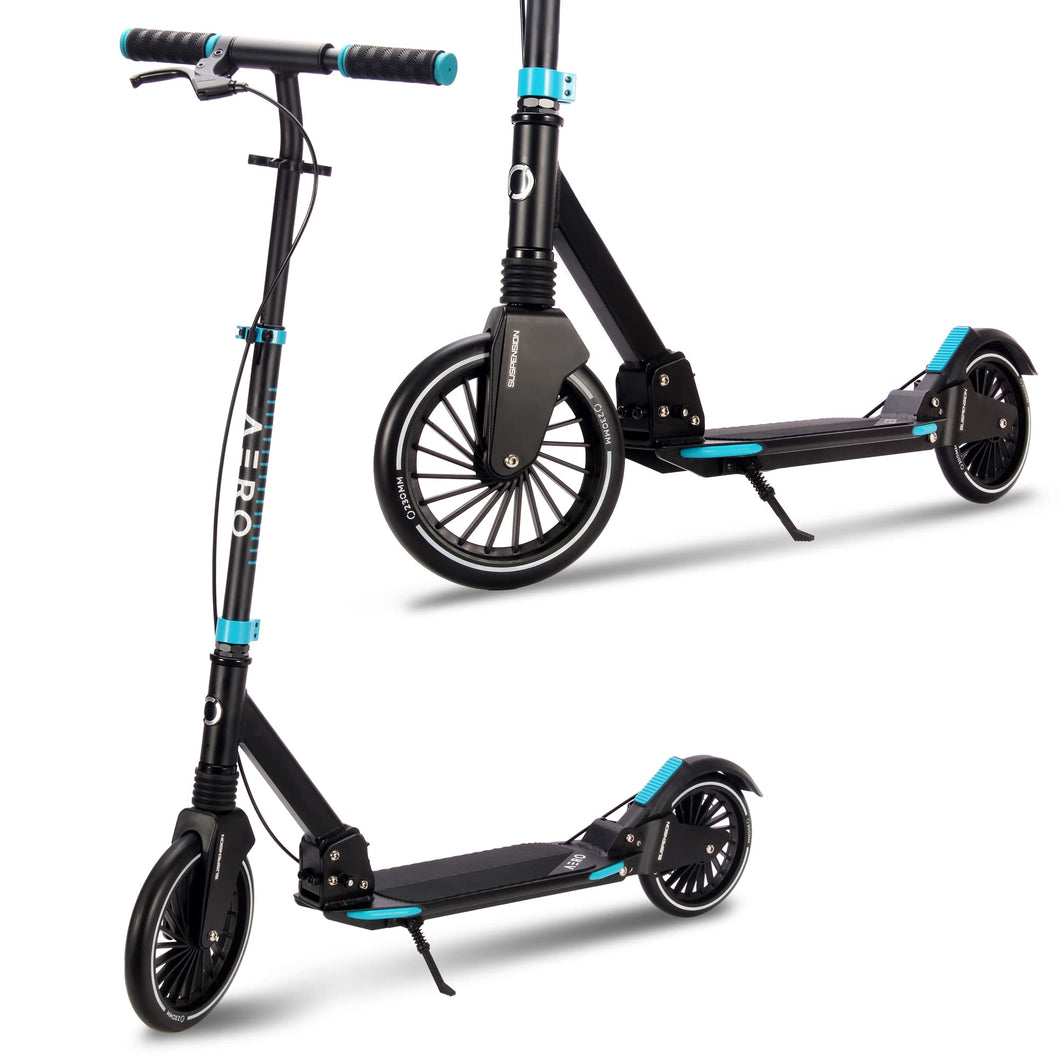 Two Wheel Scooters for Big Kids Ages 8-12, Teens and Adults. Manual Kick Scooter with Disc Brake, Rubber Mat