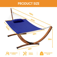 Load image into Gallery viewer, Lazy Daze Double Quilted Hammock with 13 ft Curved Steel Wood Grain Stand
