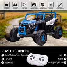 Load image into Gallery viewer, 2 Seater 24V Ride on Car with Remote Control, 4x4 Battery Powered Electric Vehicle, Side by Side 4WD Ride on Toy UTV for Kids, Blue
