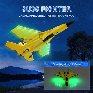 RC Airplane 2CH RC Plane Ready to Fly 2.4GHz Remote Control Plane SU35 RC Jet Easy to Fly Airplane Toys（Yellow