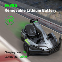 Load image into Gallery viewer, Electric Go Kart, PRO Go Karts for Adults Build in 1500W*2 AC Brushless Motor with 54V8A Removable Lithium Battery and Handbrake
