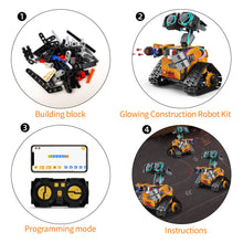 Load image into Gallery viewer, Robot Building Kit, App &amp; Remote Control Robot Toys for Kids, 5 in 1 High-Tech Remote Control Building Block Robot
