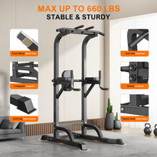 Load image into Gallery viewer, DONIUZ Power Tower Pull Up Bar and Dip Station, Multi-Function Home Gym
