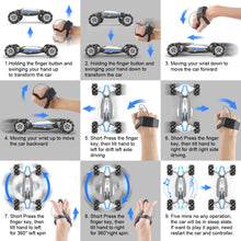 Load image into Gallery viewer, 1:10 Scale Gesture Sensing Rc Stunt Car, 4WD Remote Control Hand Controlled Transform , Double Sided Vehicle 360° Spins
