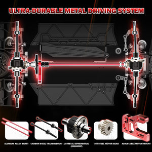 1/10 Metal On-Road Drift Car Roller,4 Wheel Drive Racing Supercar Roller, Electric Touring Car Chassis Frame Body, Red