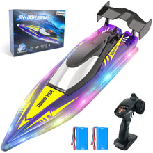 Load image into Gallery viewer, Remote Control Boat - 32+ KPH Fast RC Jet Boat with 9 Light Modes for Pools, Lakes &amp; Saltwater, 17&quot; Large RC Boats for Adults, Teens, Kids, Summer
