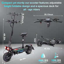 Load image into Gallery viewer, Electric Scooter for Adults Up to 45±5MPH,60V27AH Lithium Battery Foldable Kick Scooter Up to 52 Miles Travel Range,5600W 11&quot; Vacuum
