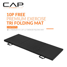 Load image into Gallery viewer, CAP Barbell Folding Exercise Mat – Durable, Anti-Tear, Thick Padding for Fitness, Aerobics, Gymnastics &amp; Home Workouts. 72"L x 24"W x 2"Thick. BLACK
